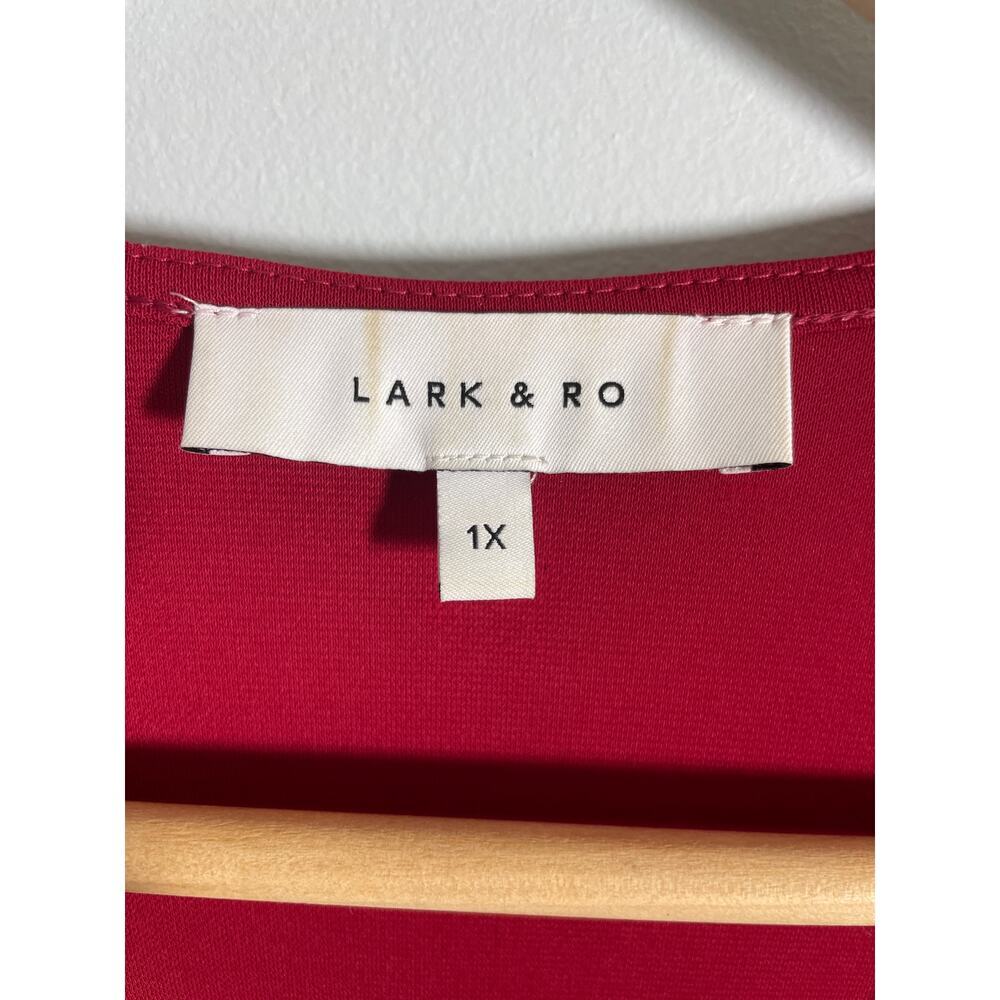 Lark & Ro women’s 1X red faux wrap dress midi v-neck - Picture 4 of 8